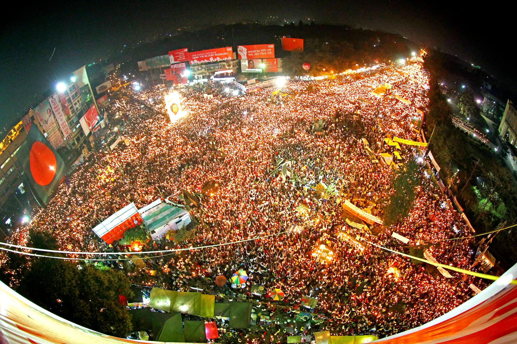 Shahbag Projonmo Square Uprising Demanding Death Penalty of the War Criminals of 1971 in Bangladesh